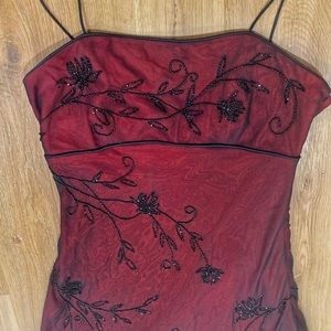 Bebe Mesh Beaded Vintage Mini Dress